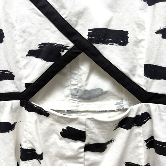 Banana Republic Cotton Sheath Dress, Back Cut Out, White Black, Women's Size 4 - Picture 4 of 7